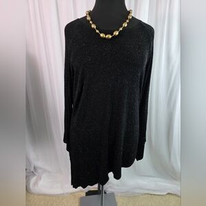 JILLIAN JONES LONG SLEEVES SPARKLY TOP, SIZE 2X, BLACK